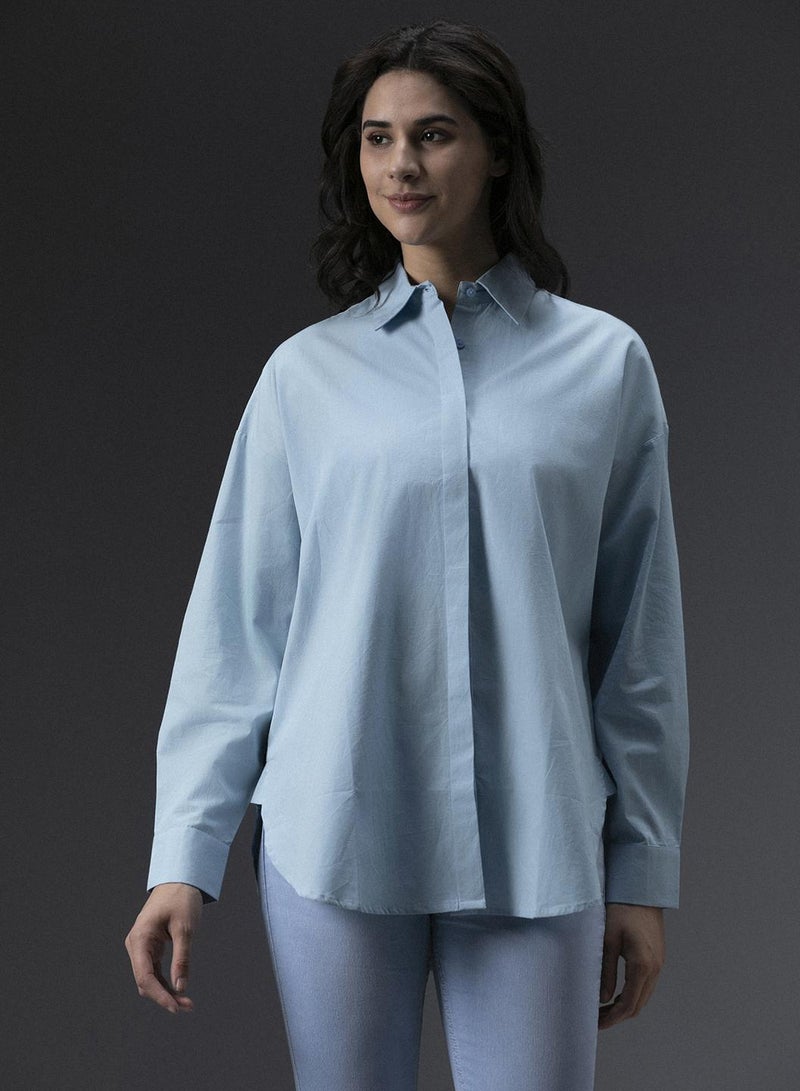 Tailored Fit Light Blue Shirt for Women, Classic and Casual