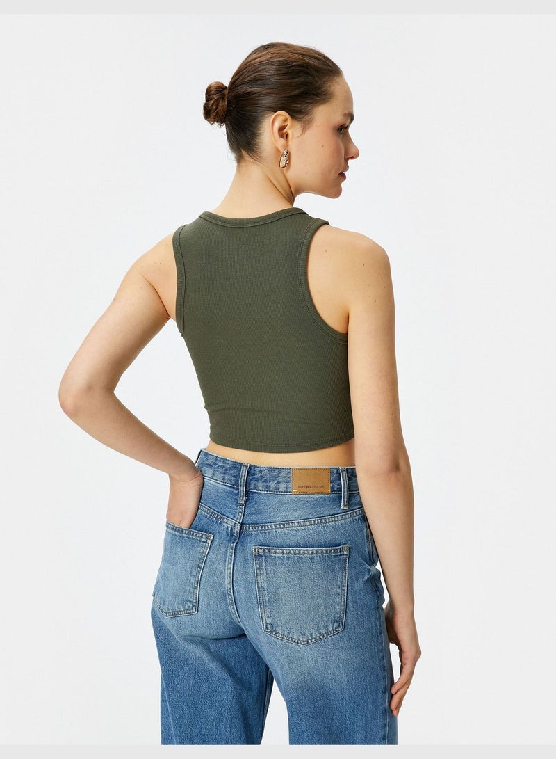 Crew Neck Ribbed Crop Tank Top