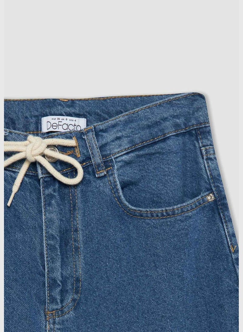 High Waisted Tie Waist Culotte Jeans