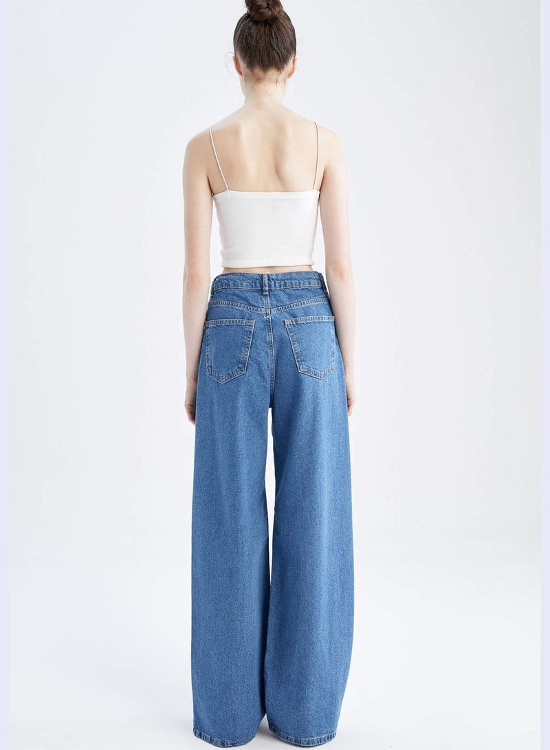 High Waisted Tie Waist Culotte Jeans