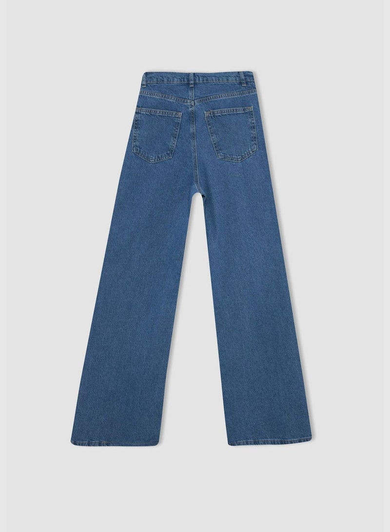 High Waisted Tie Waist Culotte Jeans