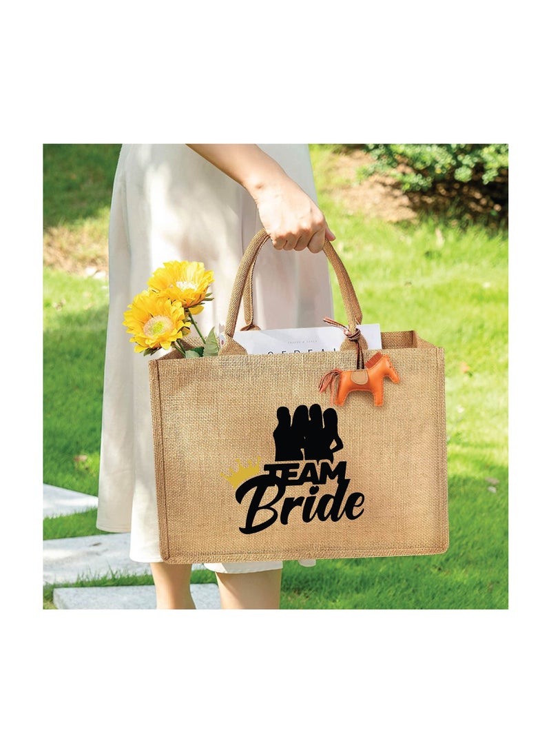 Team Bride Jute Totes - Eco-Friendly Gifts for Every Team Member - Bridesmaids Besties - Weddings and Bridal Showers Jute Bag