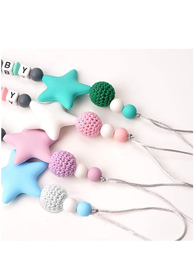 Silicone Pacifier Clip, Teether Holder Teething Beads Universal Fits All Baby Teething Toys for Boys and Girls