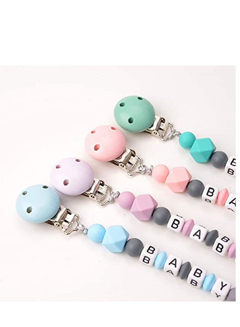 Silicone Pacifier Clip, Teether Holder Teething Beads Universal Fits All Baby Teething Toys for Boys and Girls