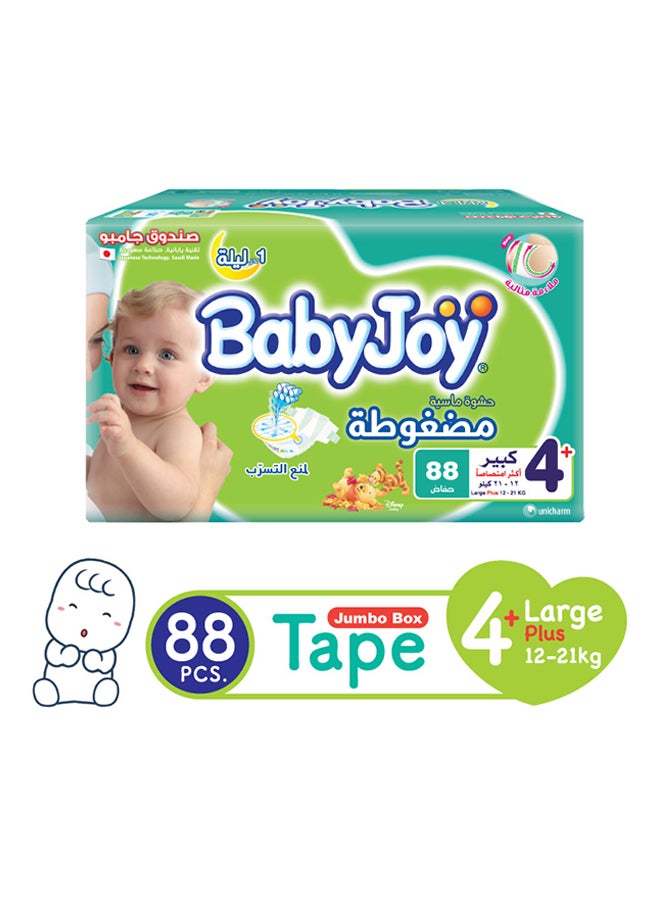 Compressed Diamond Pad Large Diapers, Jumbo Pack, (12-21 Kg), 88 Count