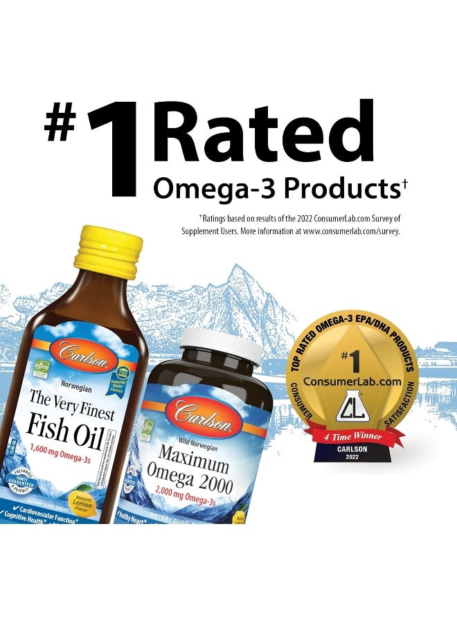 Carlson - Kid's The Very Finest Fish Oil, 800 mg Omega-3s, Norwegian, Sustainably Sourced, Orange, 200 mL