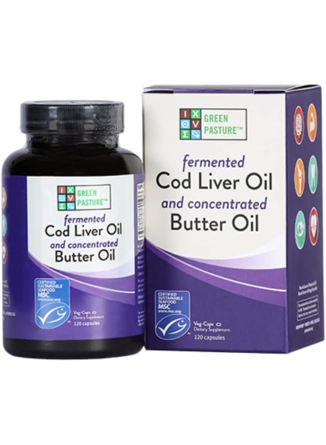 Blue Ice Royal Butter Oil/Fermented Cod Liver Oil Blend 120 Capsules