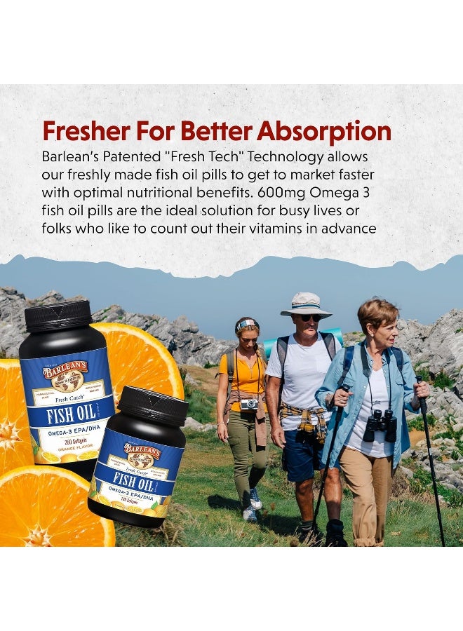 Fresh Catch Fish Oil Omega-3 1000Mg Epa/Dha Orange Flavor 250 Softgels