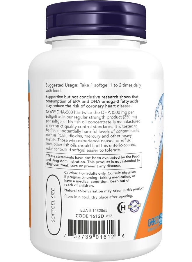 Supplements Dha-500 With 250 Epa Molecularly Distilled Supports Brain Health* 90 Softgels