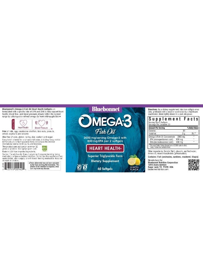 Blue Bonnet Omega-3 Heart Formula 60 Count