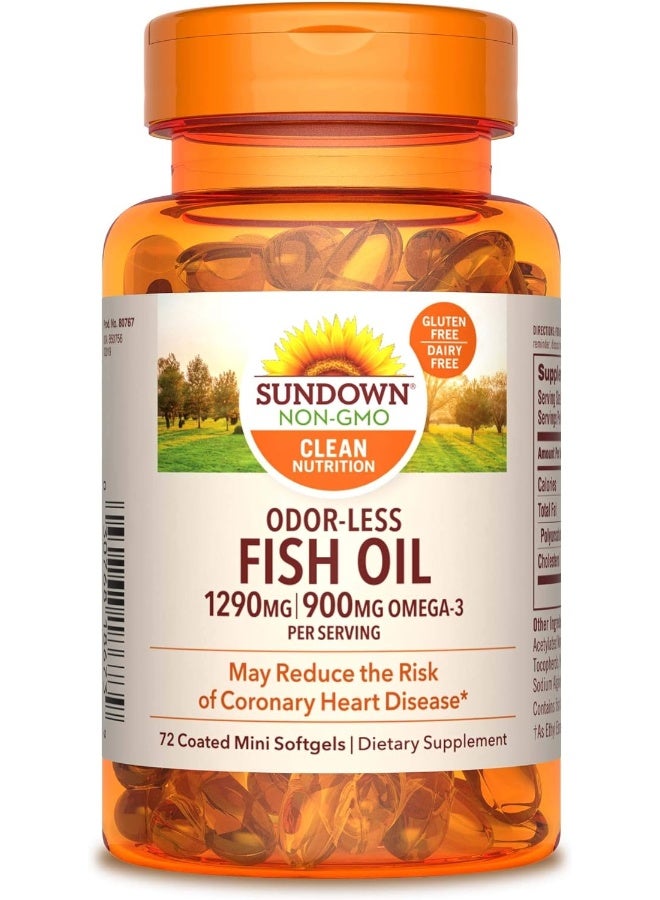 Naturals Fish Oil Omega 3-1290 Mg 72 Odorless Coated Mini Softgels