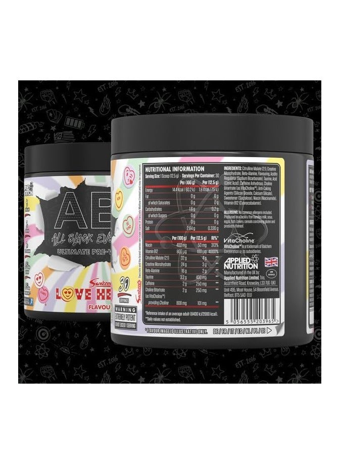 ABE Pre Workout - All Black Everything Pre Workout Powder Swizzels Love Hearts 30 Servings