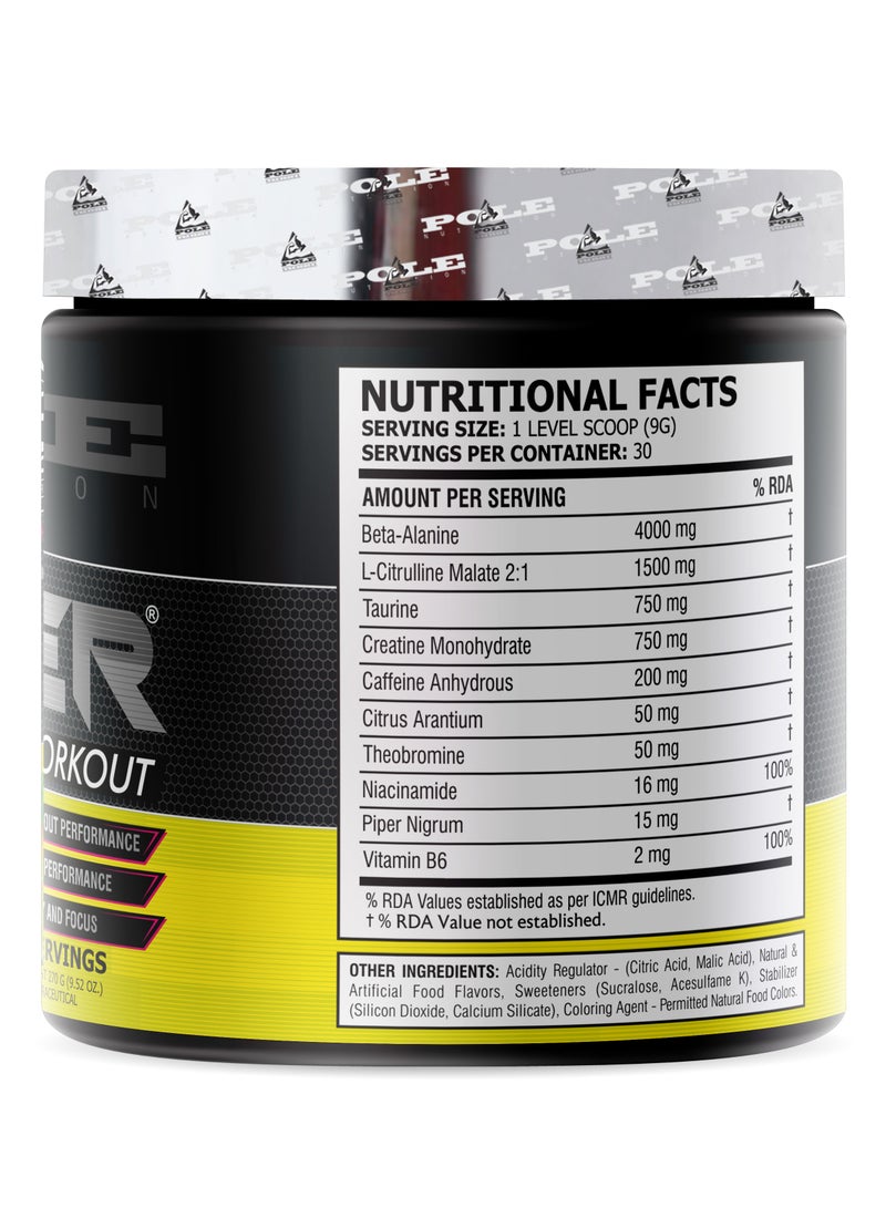 Pole Nutrition Teazer Explosive Pre-Workout Lemon Lime Food Supplement (30 Servings)