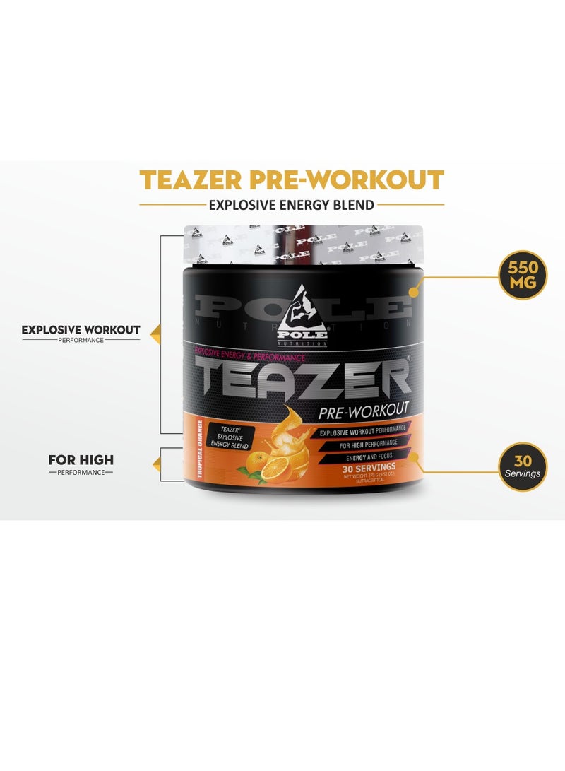 Pole Nutrition Teazer Explosive Pre-Workout Lemon Lime Food Supplement (30 Servings)