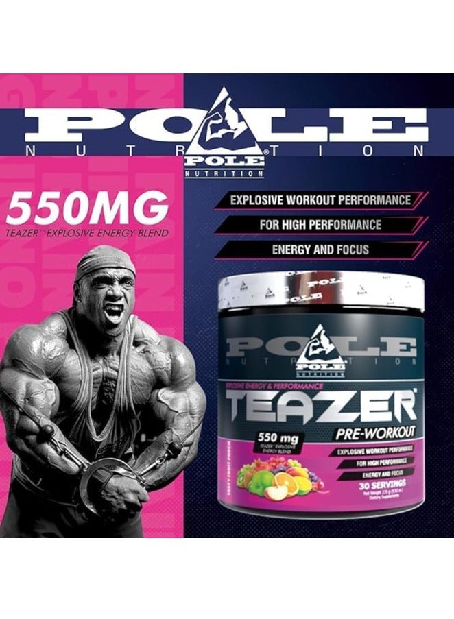 Pole Nutrition Teazer Explosive Pre-Workout Lemon Lime Food Supplement (30 Servings)