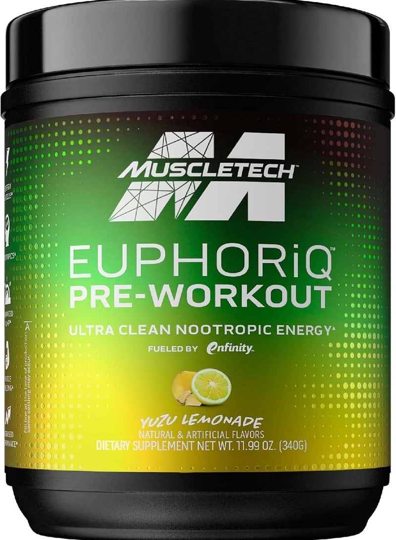 EuphoriQ PreWorkout Ultra Clean Nootropic Energy Yuzu Lemonade 340 g