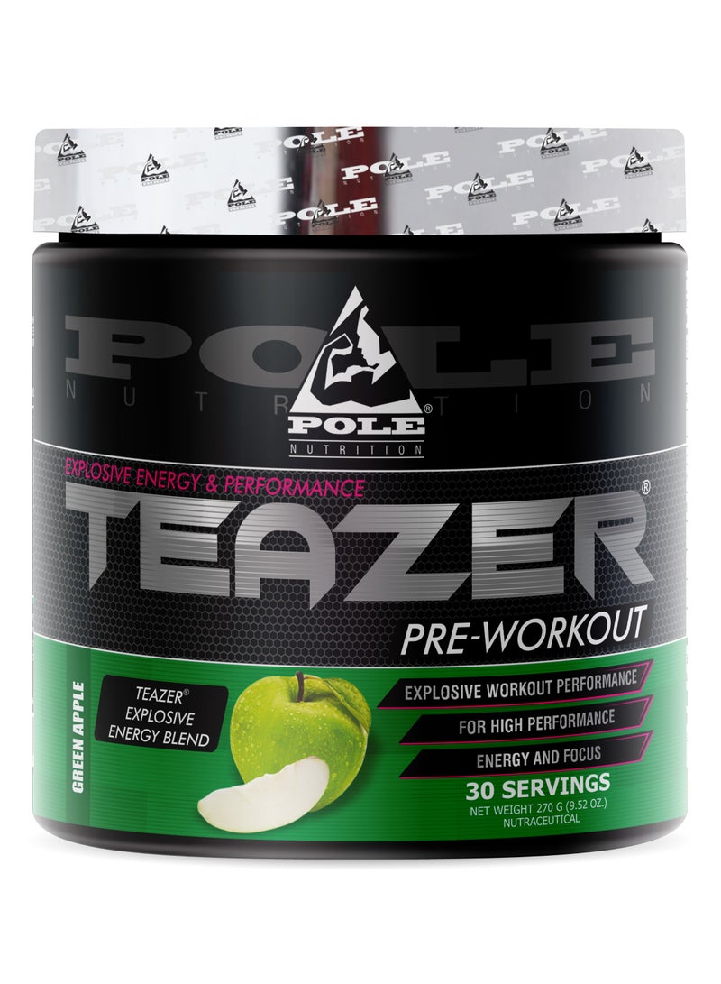 Pole Nutrition Teazer Explosive Pre-Workout Green Apple Food Supplement 30 Servings