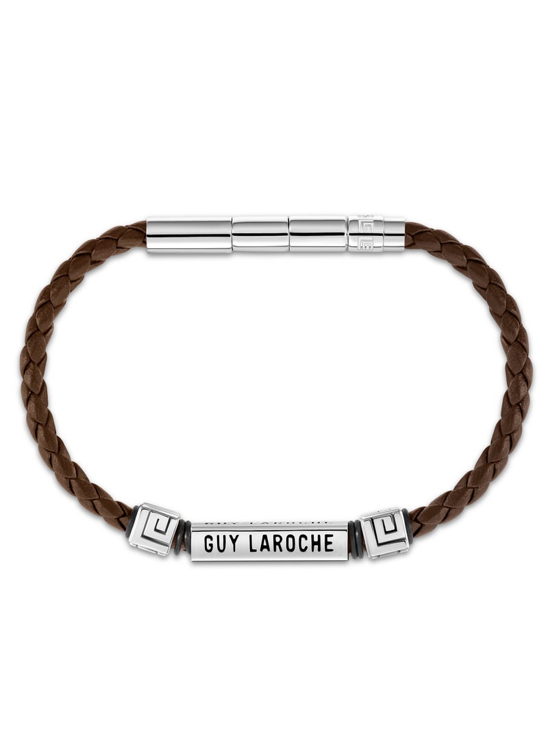 Jean Brown Leather And Stainless Steel Bracelet