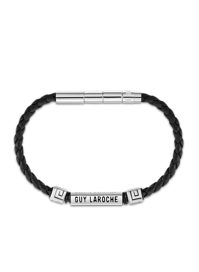 Jean Black Leather And Stainless Steel Bracelet