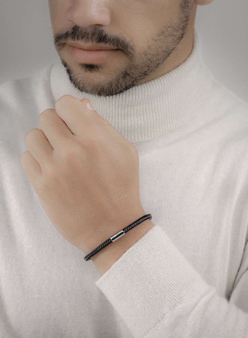 Pierre Black Cord Bracelet For Men