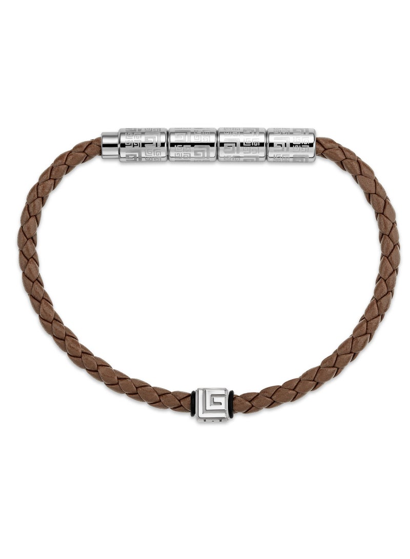 Gabriel Brown and Silver Leather Bracelet for Men