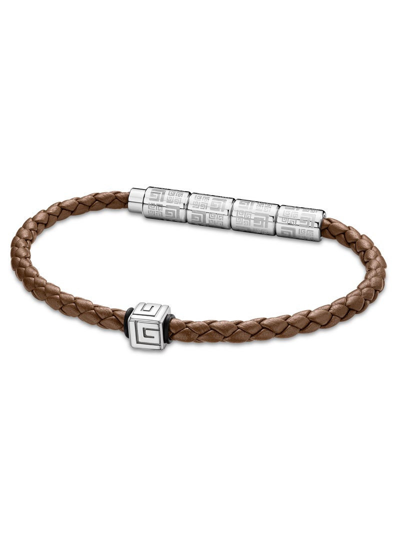 Gabriel Brown and Silver Leather Bracelet for Men