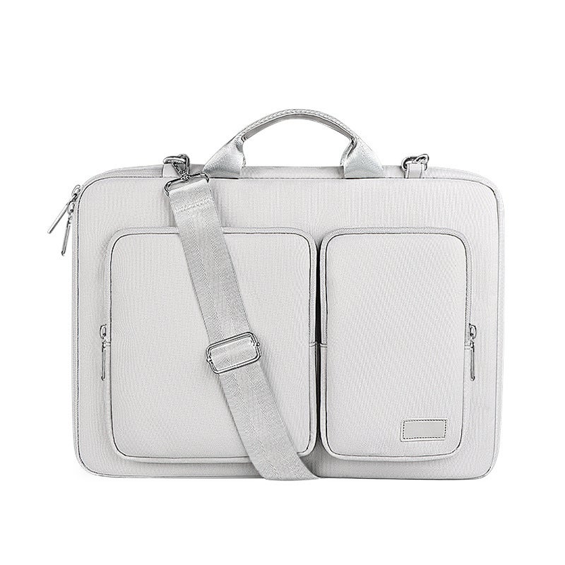 Laptop bag briefcase notebook liner bag Apple macbook Huawei pro15 inch Silver gray (with shoulder strap)