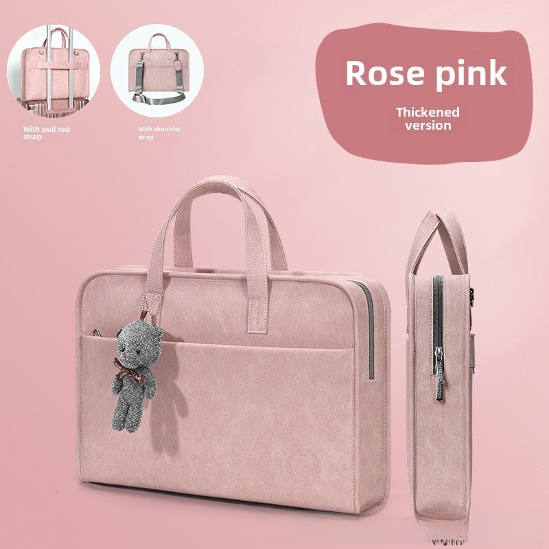 Stylish Laptop Sleeve 13.3 Shockproof for Lenovo MacBook Elegant rose powder large capacity-thickened 