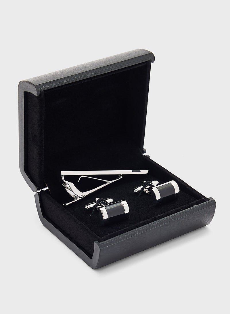 Reclangular Cufflink And Tie Pin Gift Set