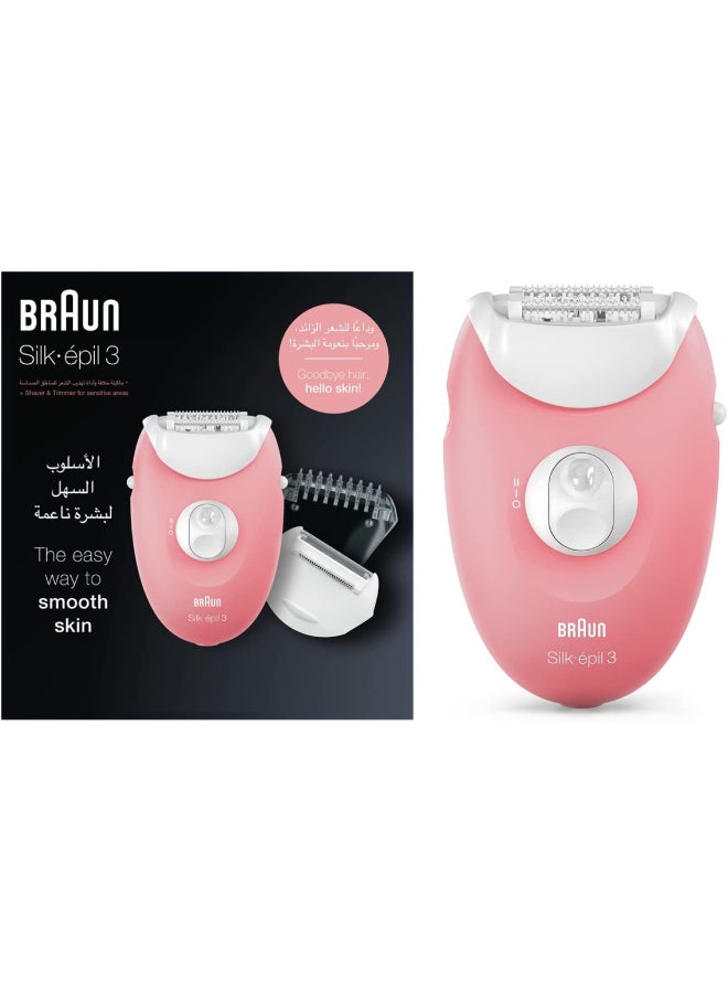 3-Piece Hair Removal Epilator Set White/Pink/Clear