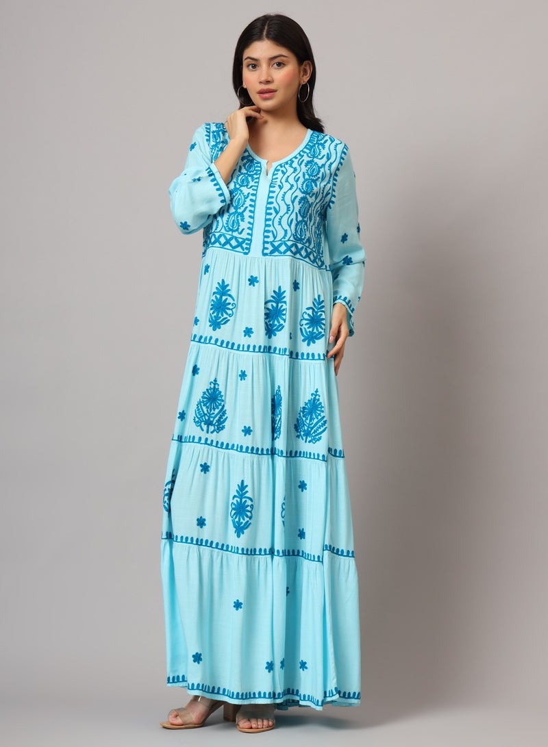 Hand Embroidered Lucknowi Chikankari  Rayon Jalabiya-AL3935