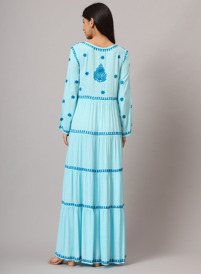 Hand Embroidered Lucknowi Chikankari  Rayon Jalabiya-AL3935