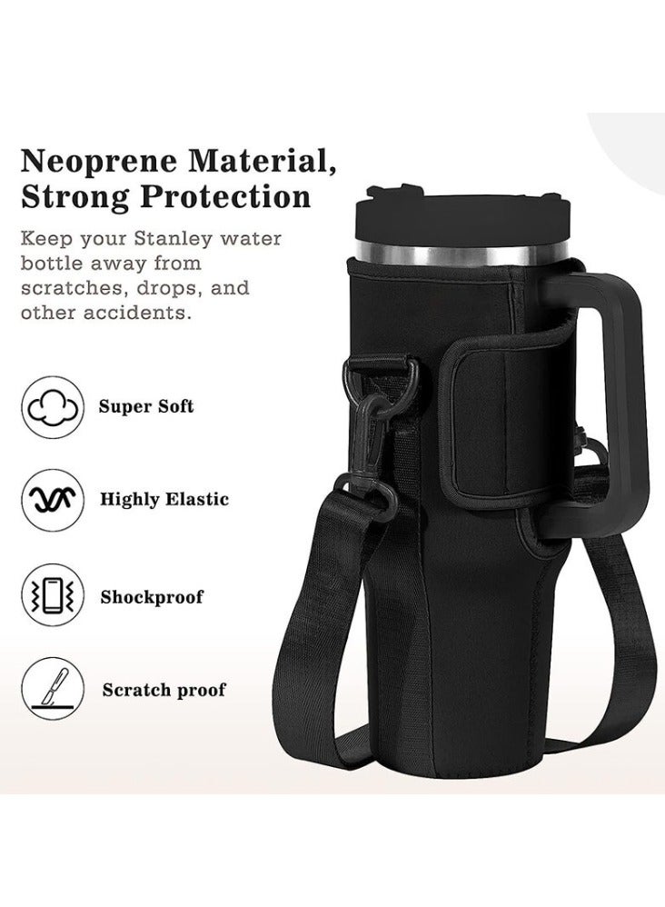 For 40oz Quencher Water Bottle Carrier Bag Sleeve With Adjustable Shoulder Strap