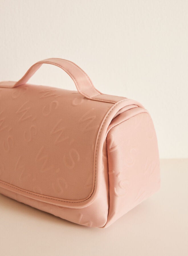 Large hanging toiletry bag pink logo