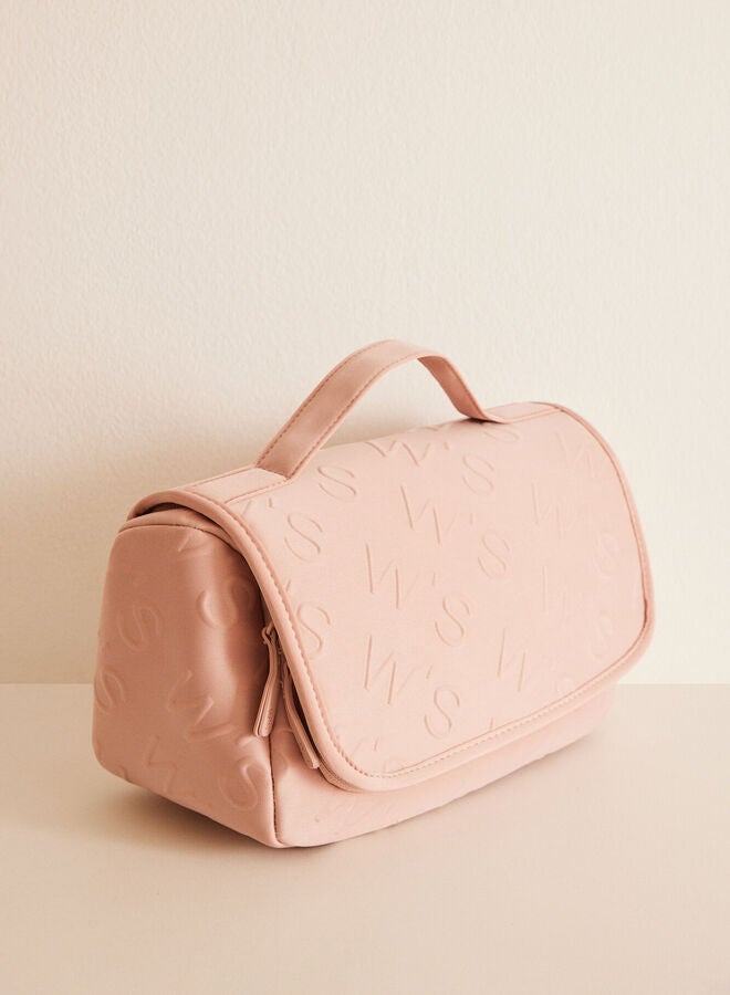 Large hanging toiletry bag pink logo