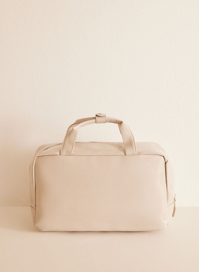 Ivory patent leather briefcase toiletry bag