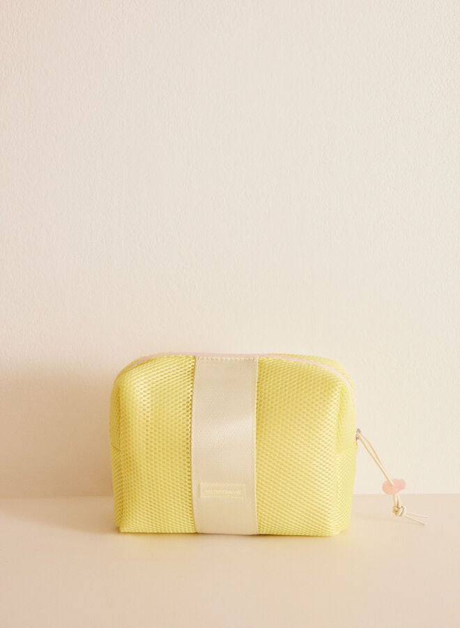 Small yellow make-up case with PINK