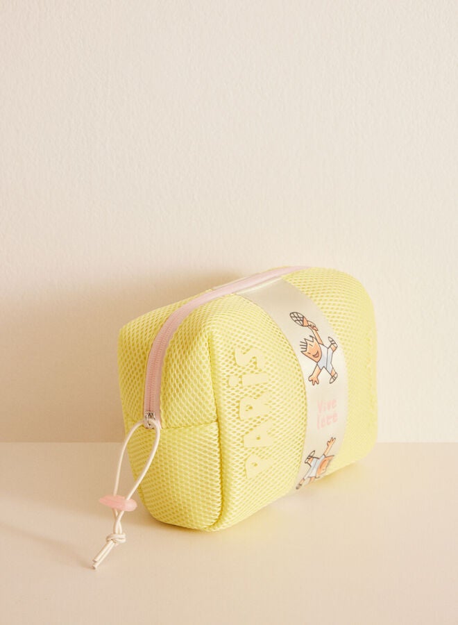 Small yellow make-up case with PINK