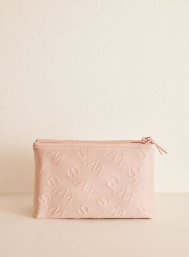 Medium double pink logo toiletry bag