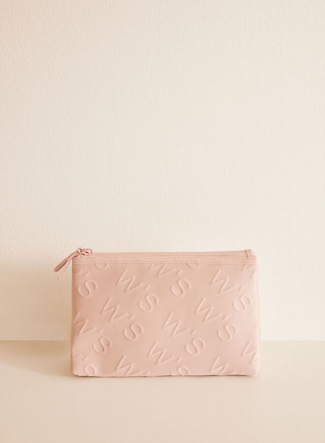 Medium double pink logo toiletry bag