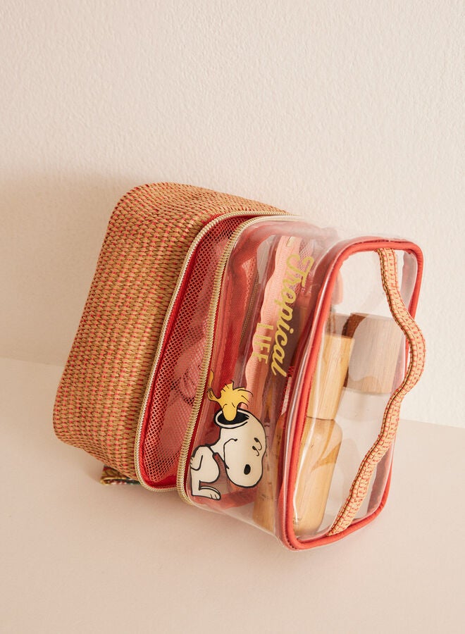 Large raffia Snoopy vanity case