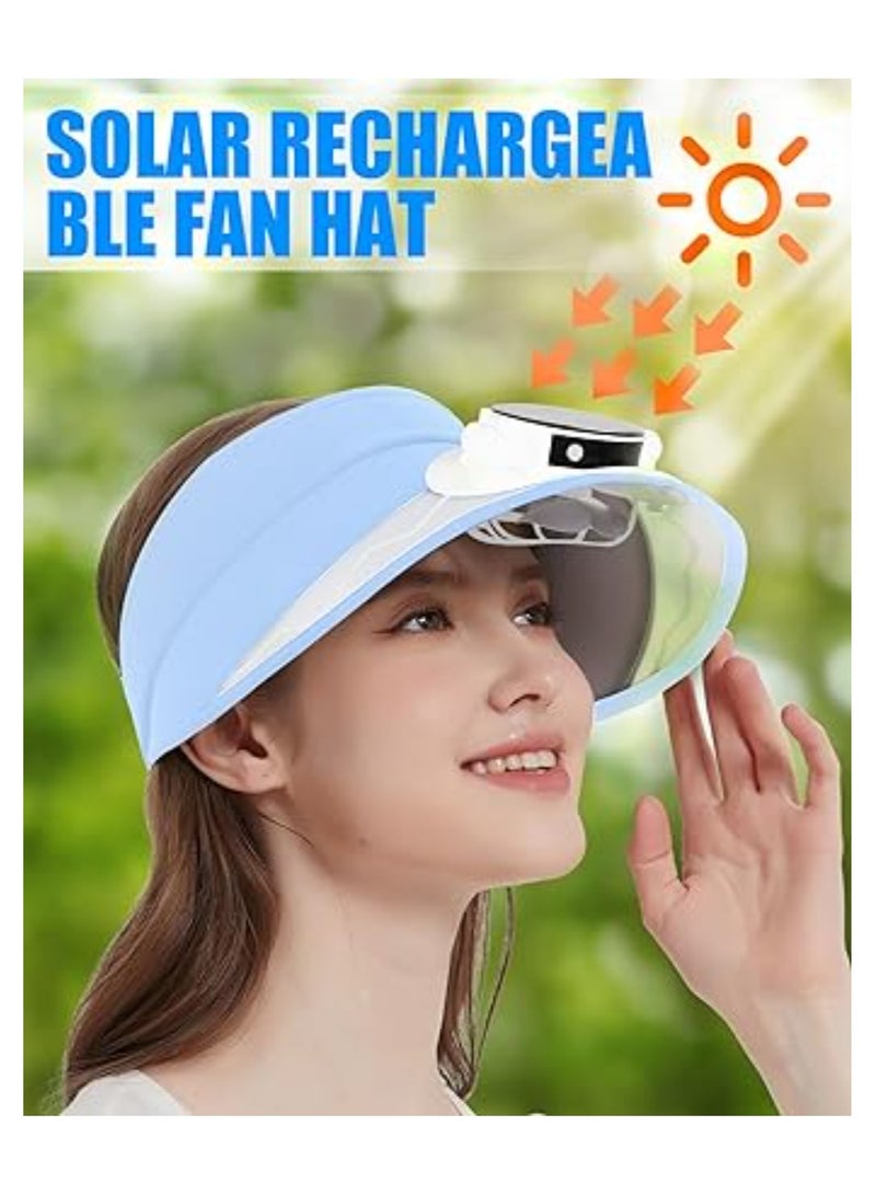 Solar Fan Hat, Sun Visor Hats with Fan, Men and Women Solar Powered Fan Hat, 5 Levels of Fan Speed, 5-10 H Work, Solar and Fan Hat for Fishing, Portable Fan Hat Adjustable Visor for Women Travel