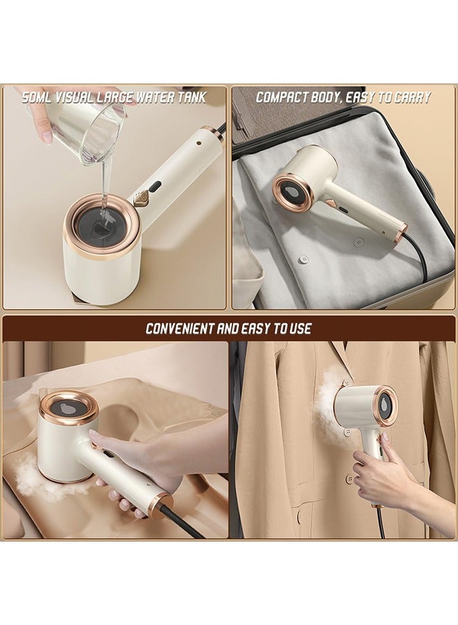 Portable Mini Ironing Machine, Travel Mini Steam Iron, Handheld Garment Steamer, Fast Preheating Steam Dry Ironing, For Home and Travel (Beige)