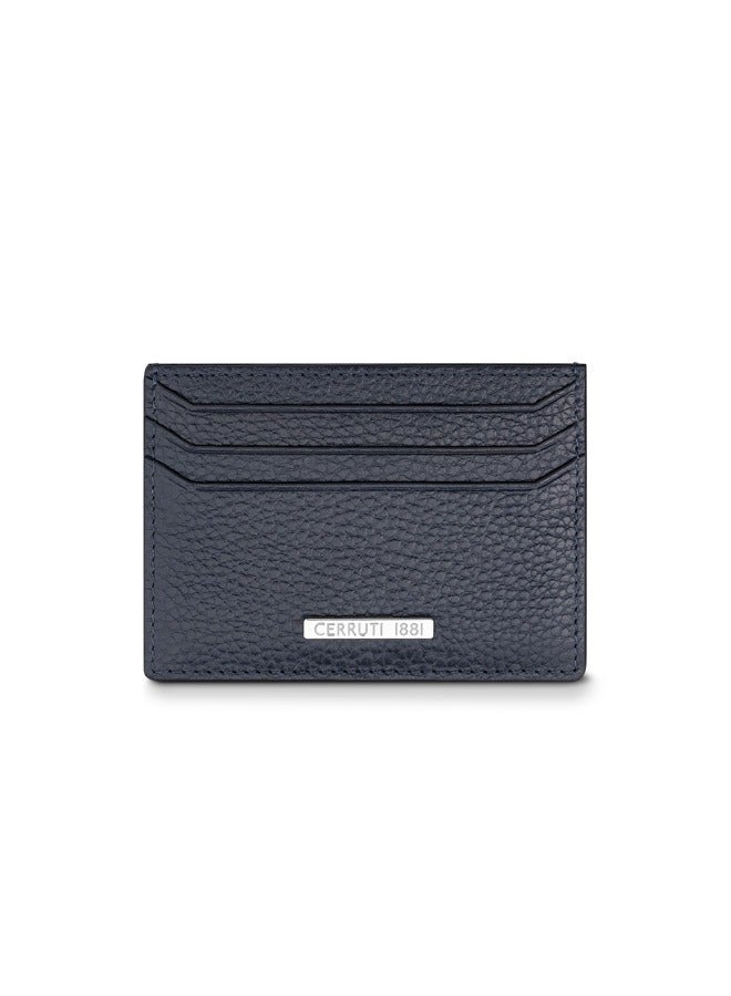 Cannes Navy Minimalist Genuine Leather Card Case For Men With 3 Card Slots 105 MM- CEPU06857M-BLU