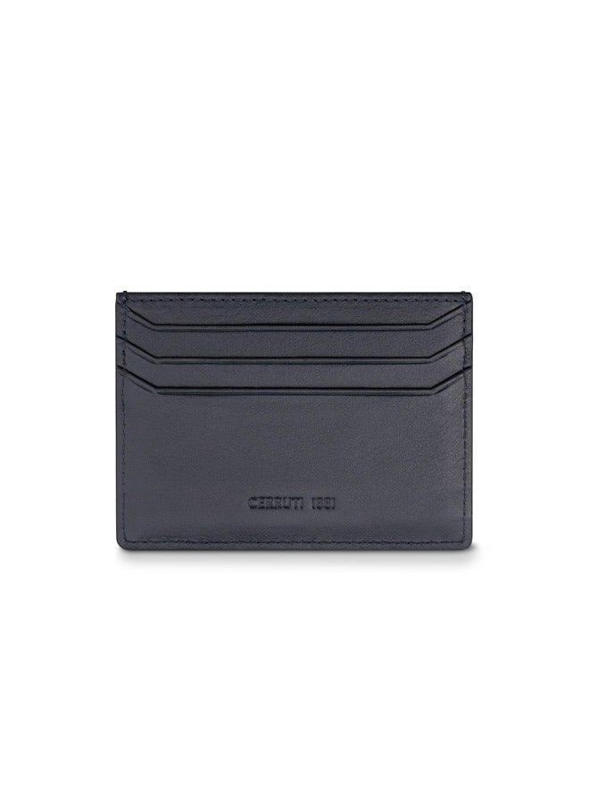 Cannes Navy Minimalist Genuine Leather Card Case For Men With 3 Card Slots 105 MM- CEPU06857M-BLU