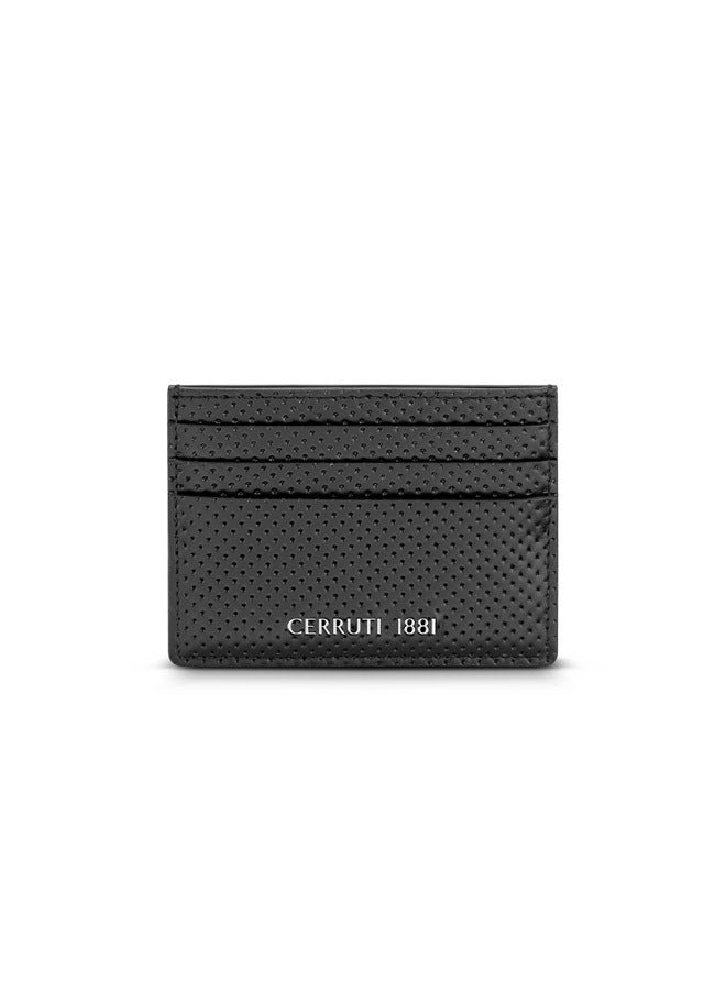 Punti Black Minimalist Genuine Leather Card Case For Men With 3 Card Slots 105 MM- CEPU06643M-BLK