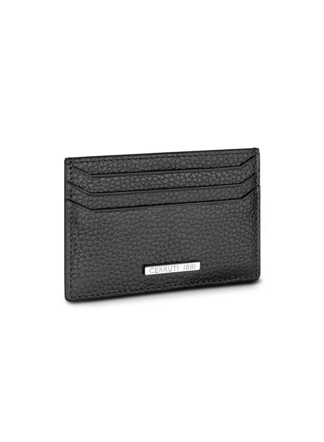 Cannes Black Minimalist Genuine Leather Card Case For Men With 3 Card Slots 105 MM- CEPU06857M-BLK