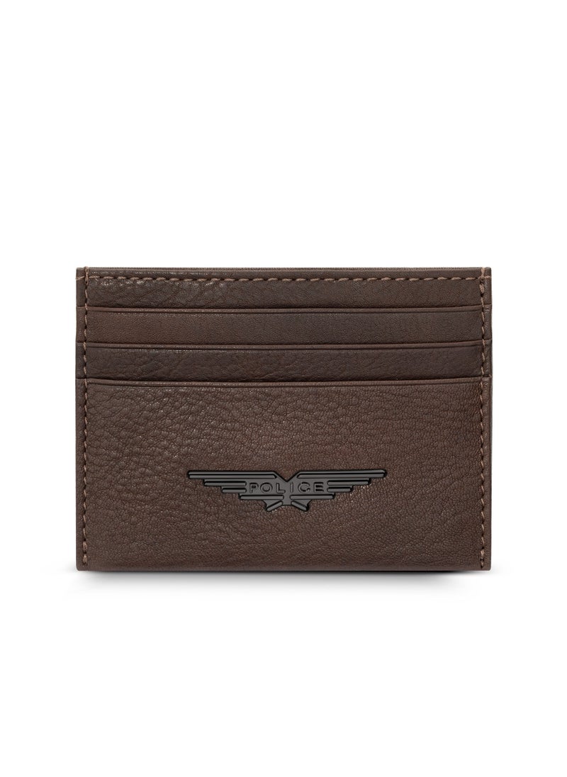 Logo Detailed Spike Card Case Brown