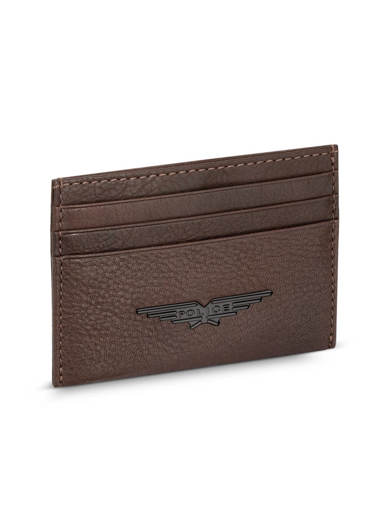 Logo Detailed Spike Card Case Brown