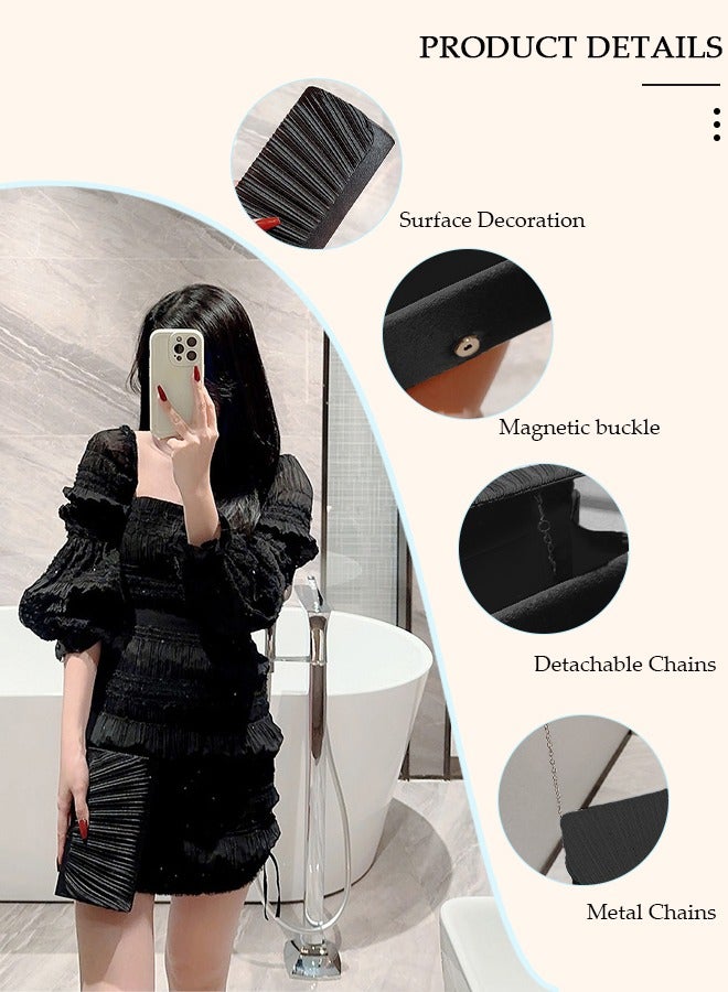 Womens Evening Clutch Bag All-matching Pleated Handbag Exquisite Evening Clutch Bag Banquet Wedding Clutch Purse Fashion Pleated Clutch Purse For Women All-match Shoulder Bag Evening Clutch Bag